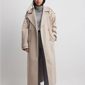 Stylish Beige Long Trench Coat